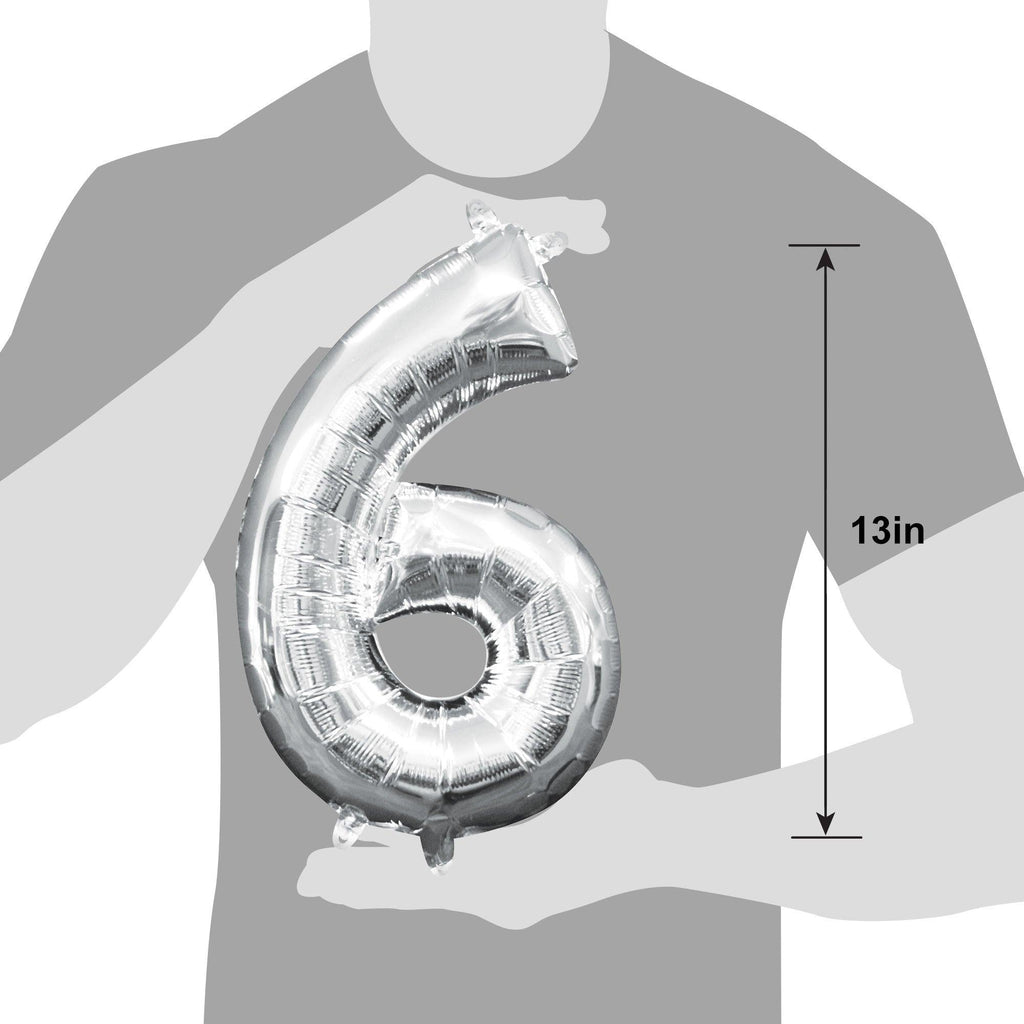 13in Air-Filled Silver Number (0-9) Balloons