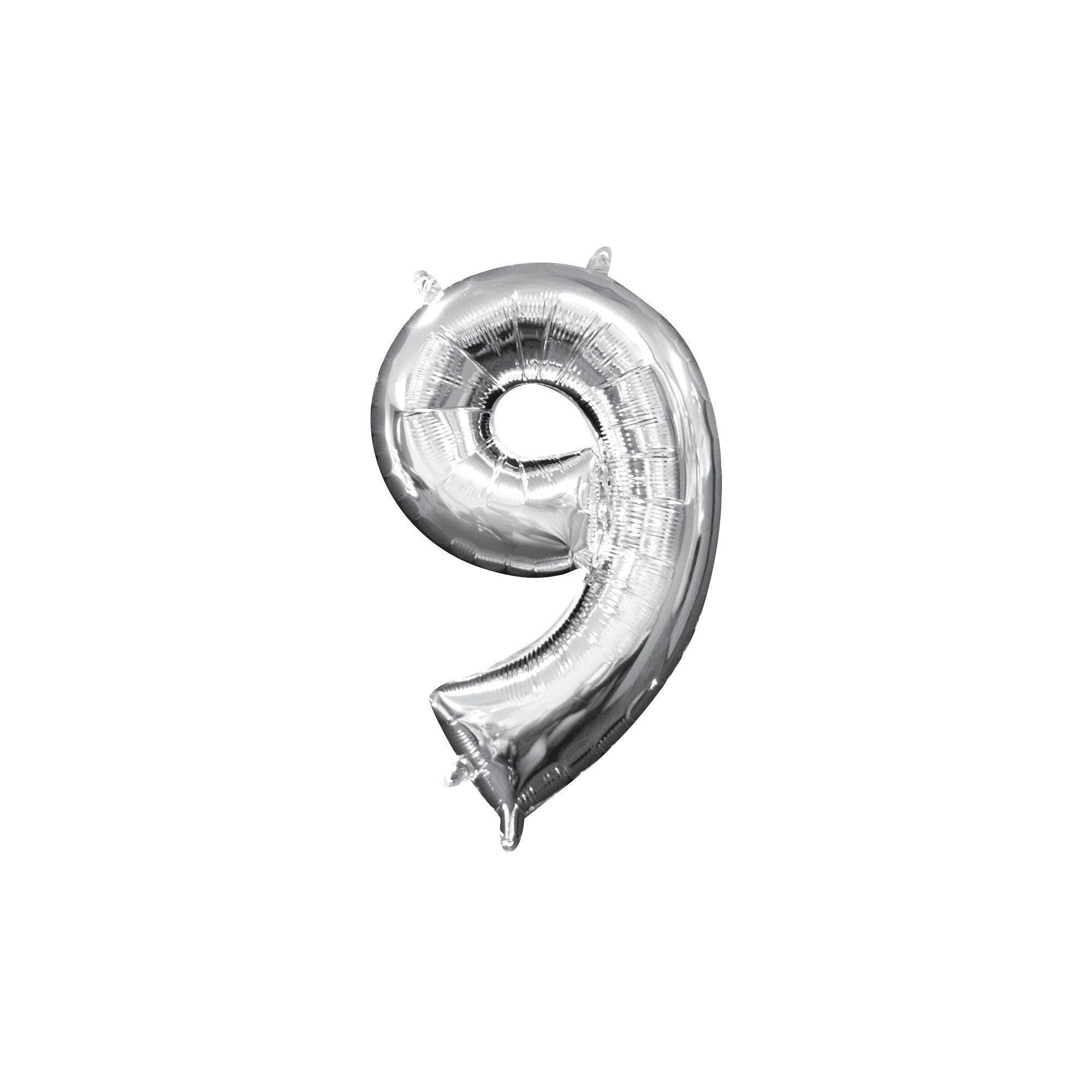 13in Air-Filled Silver Number (0-9) Balloons